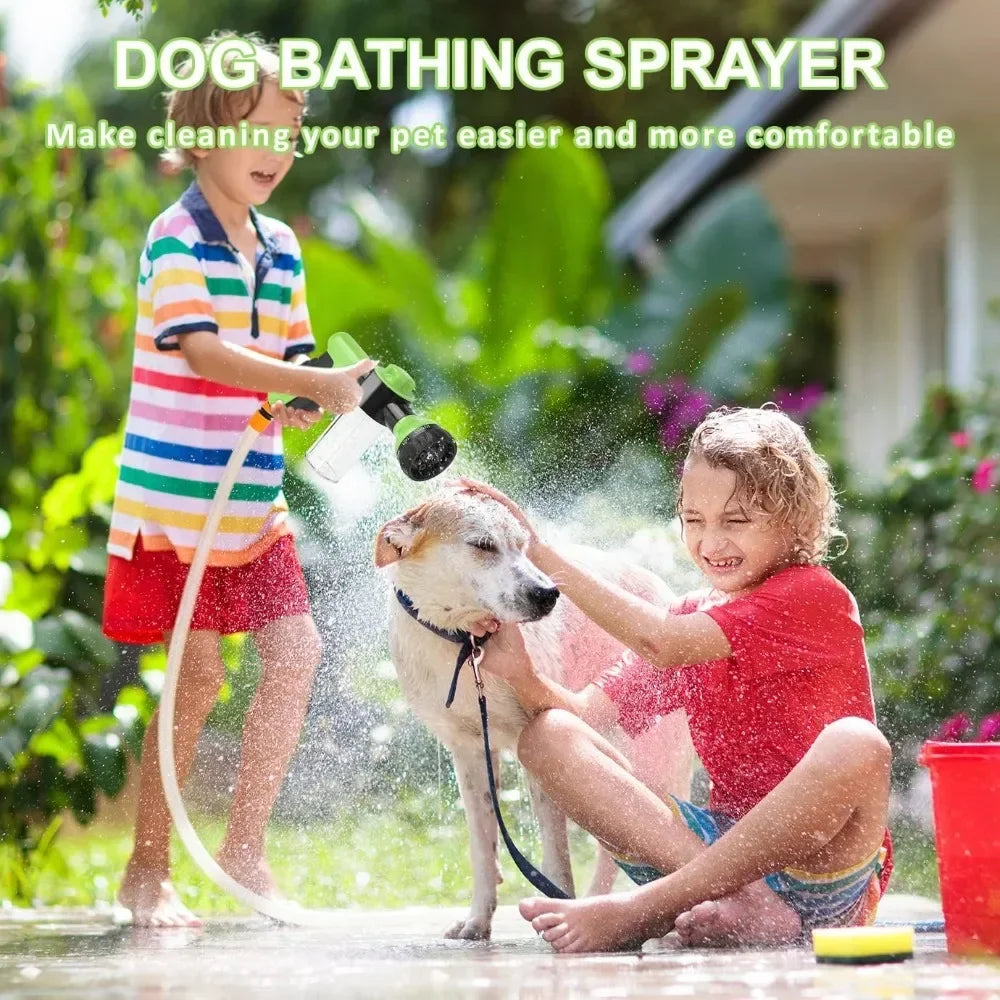 8 in 1 High Pressure Foam Pet Shower Gun Adjustable Hose Nozzle Multifunctional Tool for Dog Cat Bath Garden Vehicle Washing