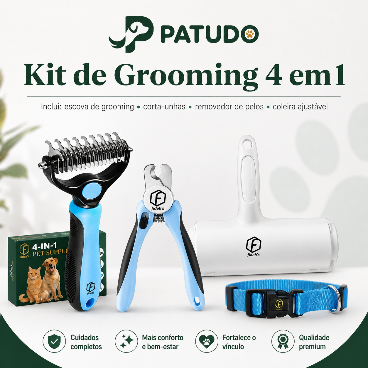Kit de Grooming 4 em 1 para Cães e Gatos