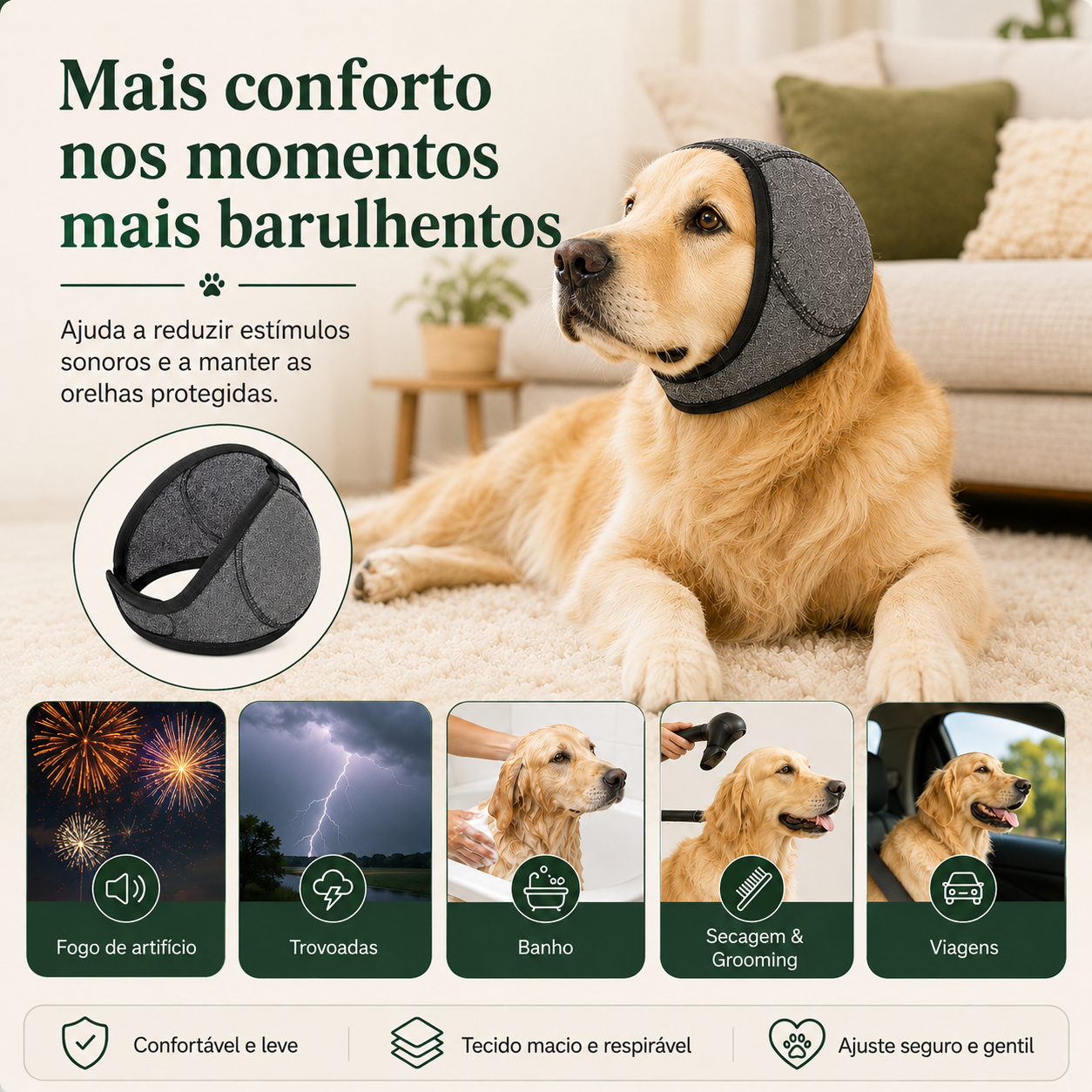 Faixa Protetora para Ouvidos de Cão