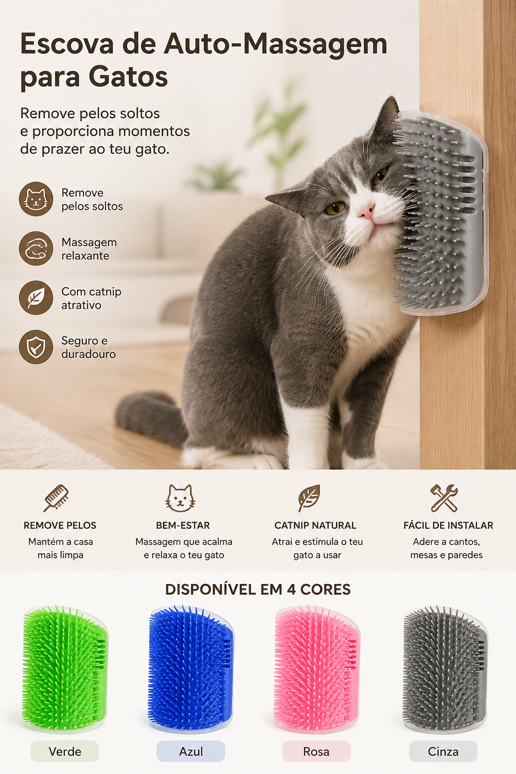 Escova Auto-Massagem para Gatos