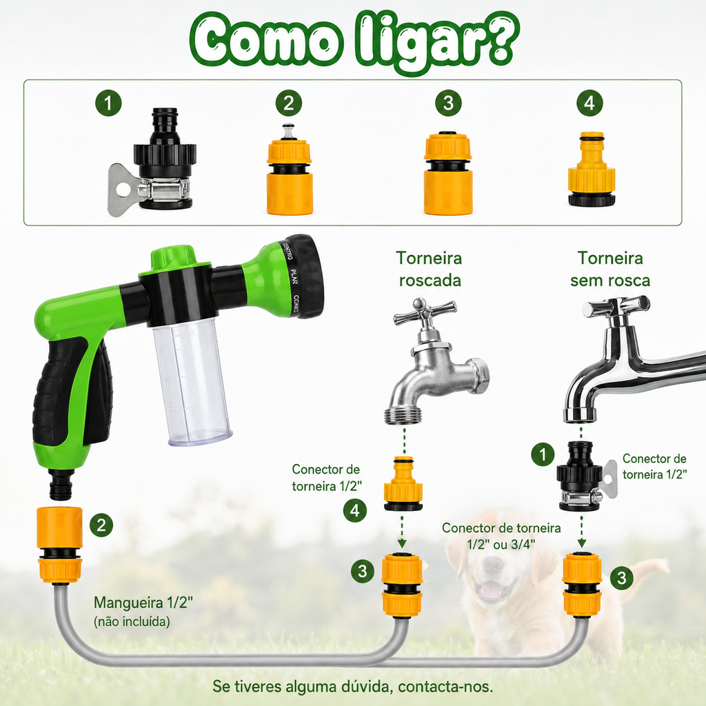 Pistola de Banho 8 em 1 para Pets