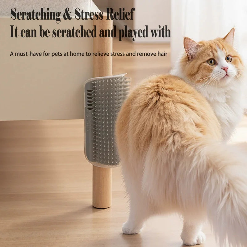 Cat Massage Comb Pet Hair Removal Brush Wall Corner Interactive Cat Toy Hair Shedding Cleaning and Itching Relief Scratcher