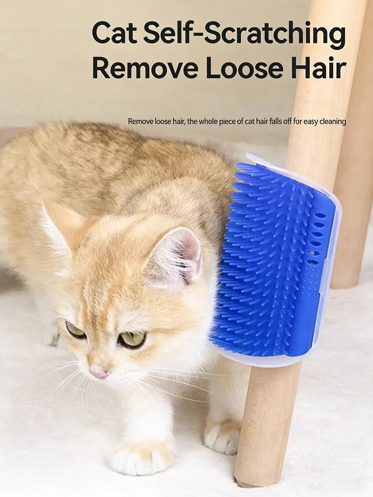 Cat Massage Comb Pet Hair Removal Brush Wall Corner Interactive Cat Toy Hair Shedding Cleaning and Itching Relief Scratcher