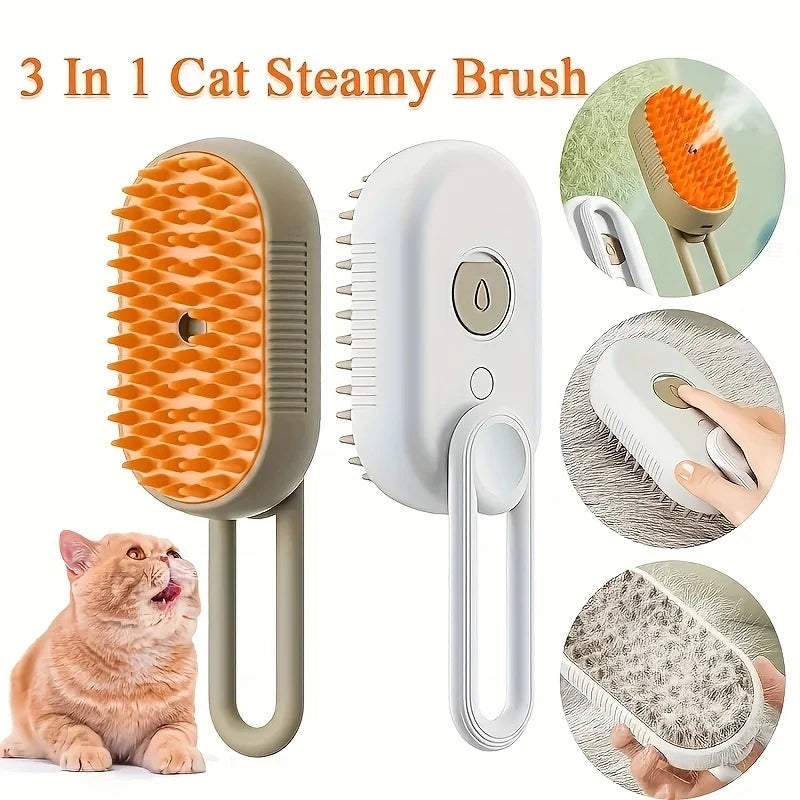Revolutionary Pet Steam Spray Comb: Effortless Detangling and Deshedding Grooming Brush for Cats and Dogs - No-Wash Home Use