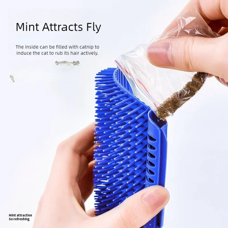 Cat Massage Comb Pet Hair Removal Brush Wall Corner Interactive Cat Toy Hair Shedding Cleaning and Itching Relief Scratcher