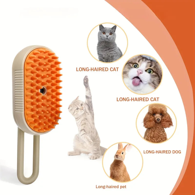 Revolutionary Pet Steam Spray Comb: Effortless Detangling and Deshedding Grooming Brush for Cats and Dogs - No-Wash Home Use